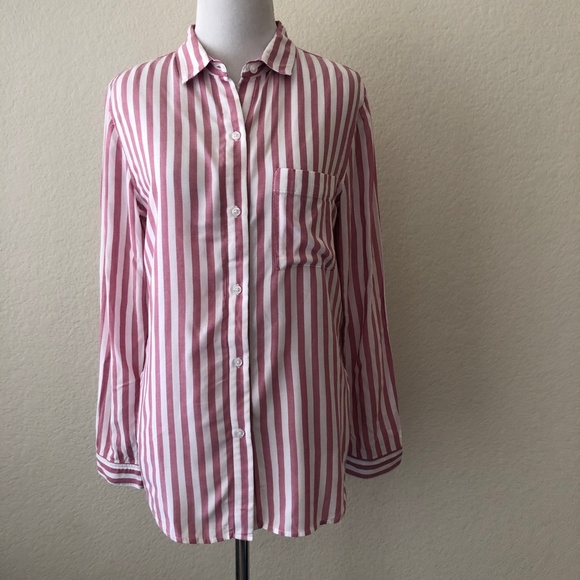 Rails Aly Button Up Top Blouse Striped Garnet XS - Picture 2 of 8